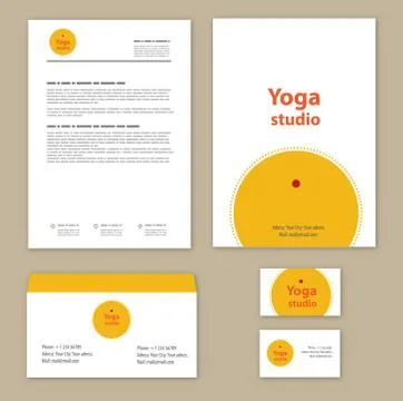 Yoga studio branding set Stock Illustration