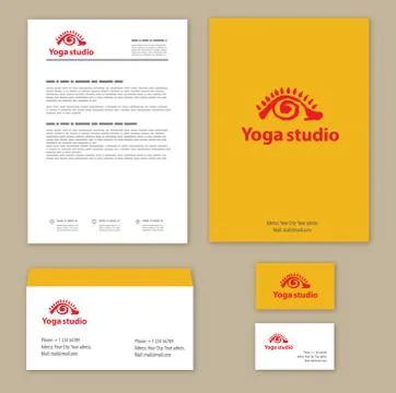 Yoga studio branding set Stock Illustration