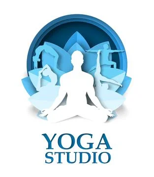 Yoga studio poster, flyer design template, vector paper cut illustration. Yoga Stock Illustration