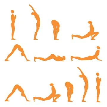 Yoga sun salutation Stock Illustration