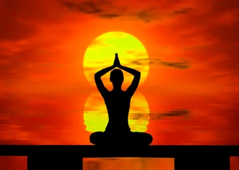 Yoga at the sunset Illustrazione stock