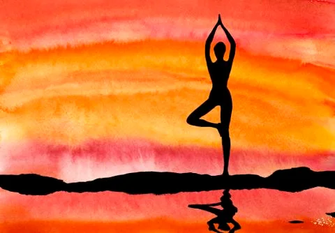 Yoga at sunset Illustrazione stock