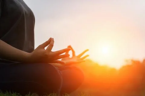 Yoga in sunset Stock Photos