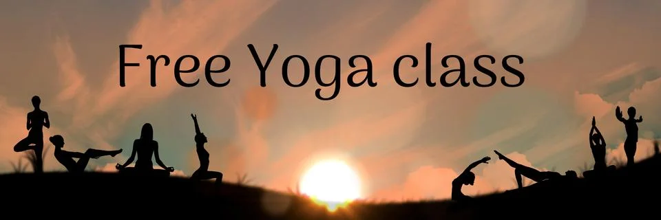 Yoga sunset with text Stock Photos