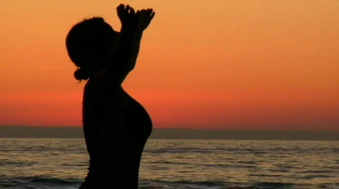 Yoga at sunset V2 - HD Stock Footage 778960