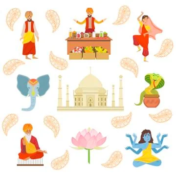 India doodle set. Traditional symbols of Indian culture and buddhism,  national food and landmarks. Hand drawn vector illustration isolated on  white background. Stock Vector | Adobe Stock