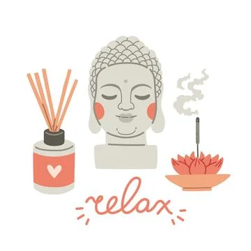 Yoga time elements set vector flat illustration イラスト素材