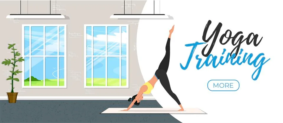 Yoga training banner in flat style Stock Illustration