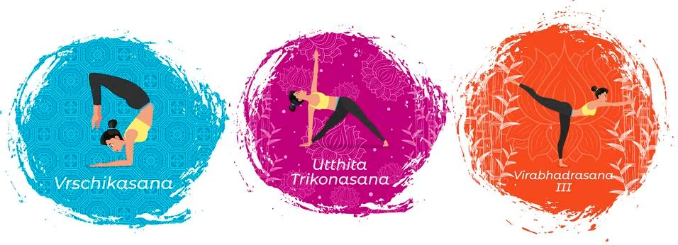 Yoga training vector illustration in flat style Stock Illustration