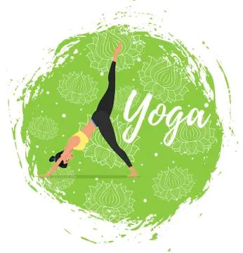 Yoga training vector illustration in flat style Stock Illustration