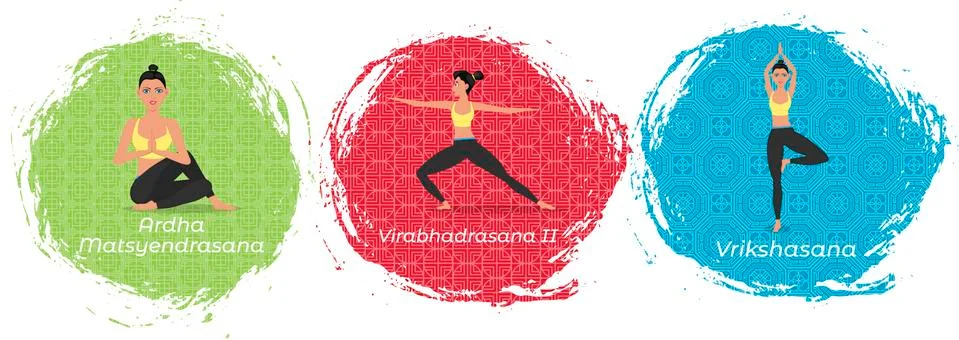 Yoga training vector illustration in flat style Stock Illustration