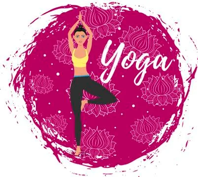 Yoga training vector illustration in flat style Stock Illustration