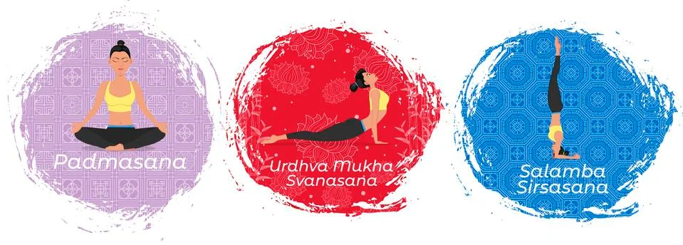 Yoga training vector illustration in flat style Stock Illustration