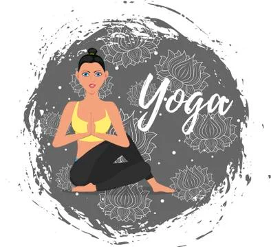 Yoga training vector illustration in flat style Stock Illustration