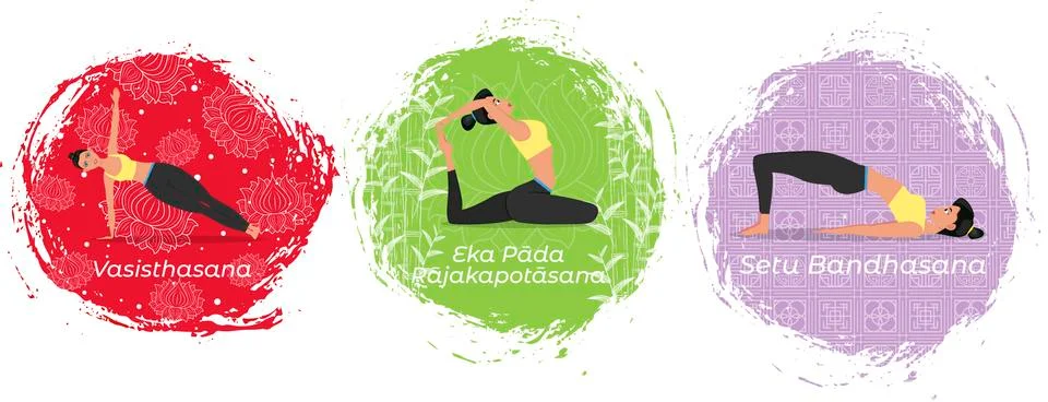Yoga training vector illustration in flat style Stock Illustration