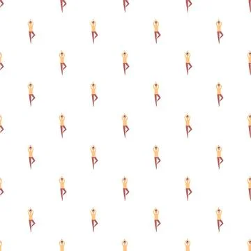 Yoga tree pose balancing seamless pattern background Stock Illustration