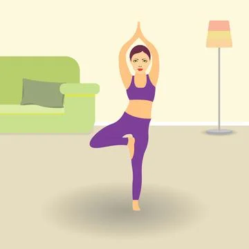 Yoga tree pose Stock Illustration