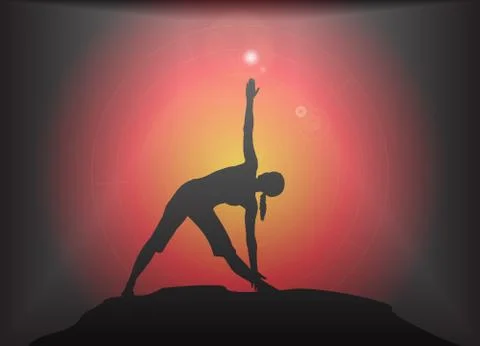 Yoga Triangle Pose Glare Background Stock Illustration