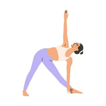 Yoga triangle pose hand drawn illustration Stock Illustration