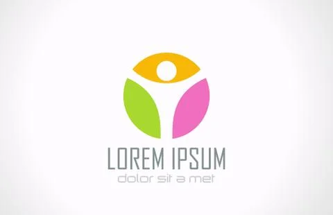 Yoga vector logo template. man character icon abstract in circle concept. Stock Illustration