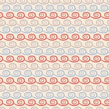Yoga vector seamless pattern (tiling). Light blue, beige and red 스톡 일러스트