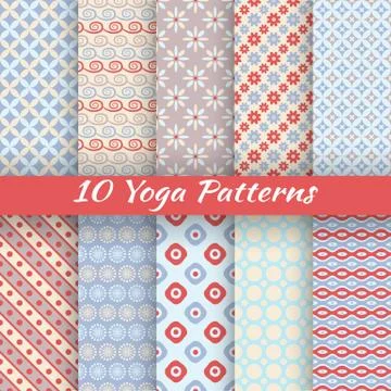 Yoga vector seamless patterns (tiling) Stock Illustration