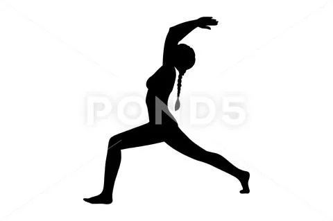 Silhouette of woman doing yoga pose Stock Photo - Alamy