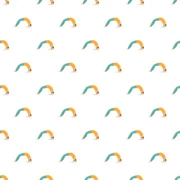 Yoga wheel pose seamless pattern for fitness and wellness Stock Illustration