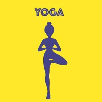 Yoga word with pose vector icon eps10 Stock Illustration