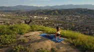 Yoga Workout Aerial Stock Footage
