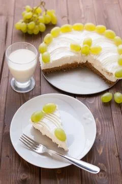 Yoghurt cake with grape Stock Photos
