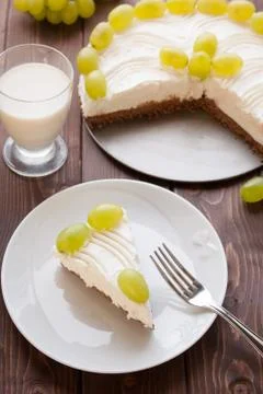 Yoghurt cake with grape Stock Photos