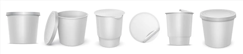 Yoghurt container. Blank 3D packaging mockup of melted cheese spread or butter Stock Illustration