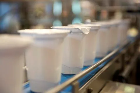 Yoghurt packing machine Stock Photos