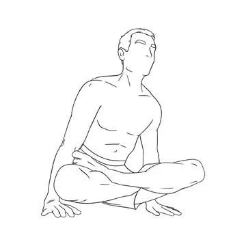 Yogi man in handstand rooster pose or Kukkutasana. Yoga hand stand for strength Stock Illustration