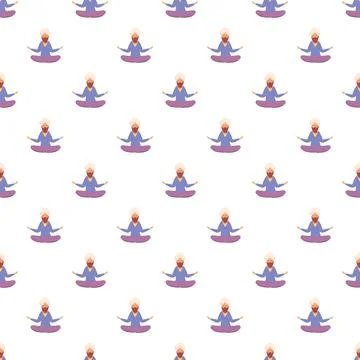 Yogi man meditating seamless pattern for wellness Stock Illustration