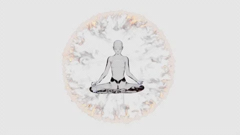 Yogi meditates in a ring of fire and flame Stock-Footage 300949014