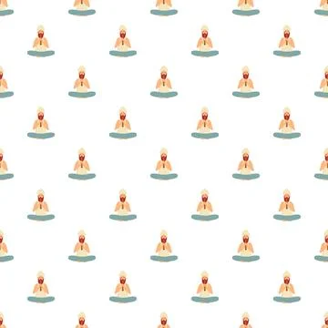 Yogi meditating pattern playing flute seamless design Stock Illustration
