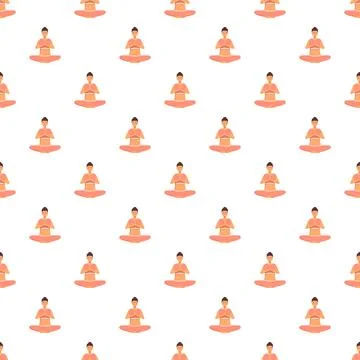 Yogis meditating in lotus pose pattern background Stock Illustration