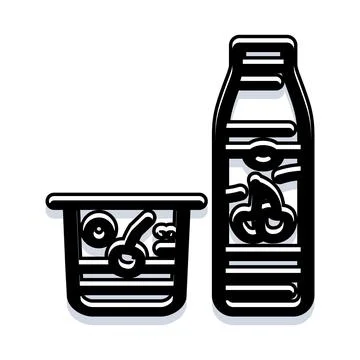 Yogurt and cherry snacks in container and bottle Stock Illustration