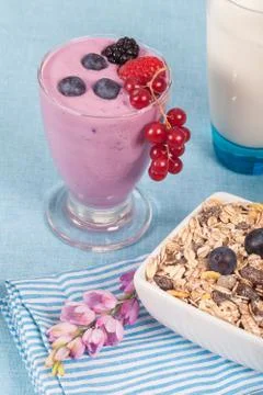 Yogurt with berries Stock Photos