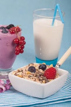 Yogurt with berries Stock Photos