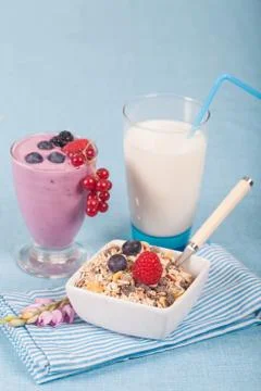 Yogurt with berries Stock Photos
