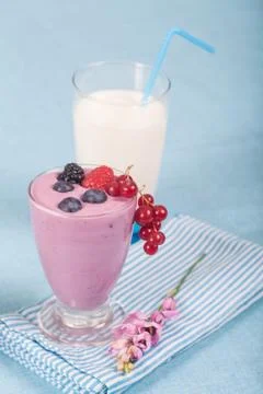 Yogurt with berries Stock Photos