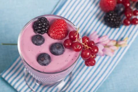 Yogurt with berries Stock Photos