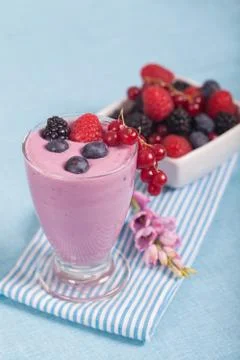 Yogurt with berries Stock Photos