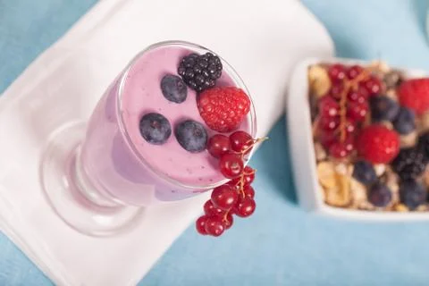 Yogurt with berries Stock Photos