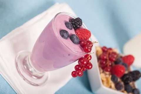 Yogurt with berries Stock Photos