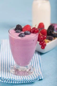 Yogurt with berries Stock Photos