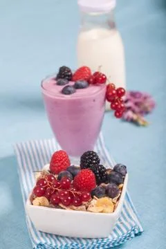 Yogurt with berries Stock Photos